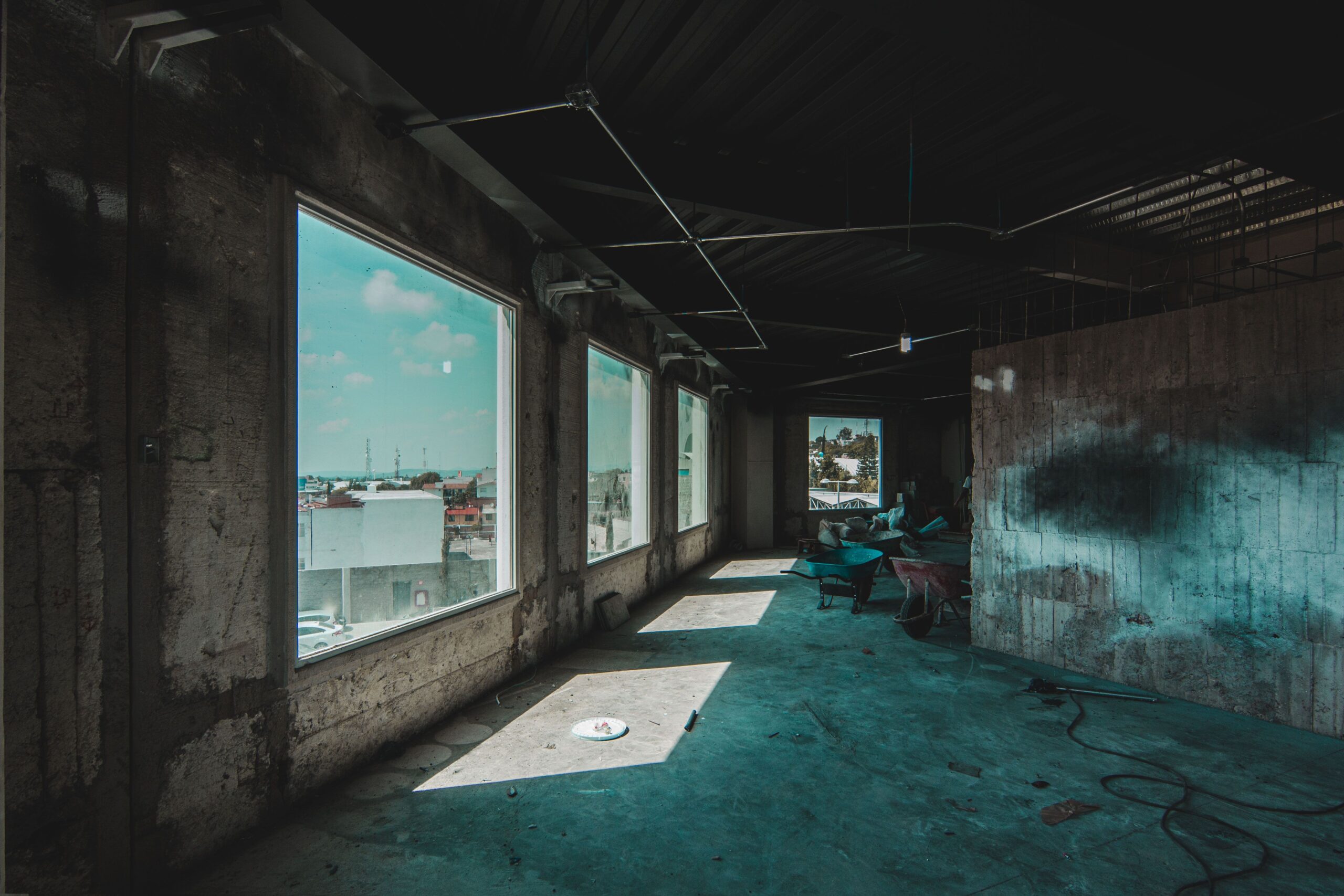 Commercial industrial interior under renovation — illustrative stock photo